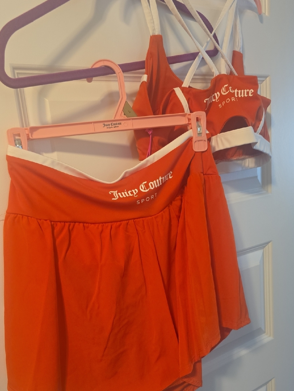 Juicy Couture Orange Red Skirt and Crop Sports Set NWT Large